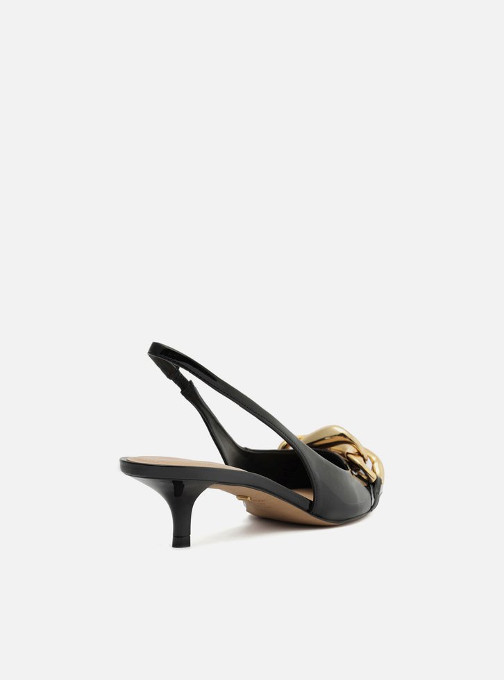 Scarpin Preto Salto Kitten Slingback Elos