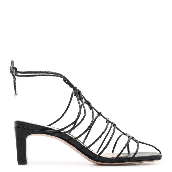 Sandália Salto Alto Nobuck Logo Pedraria Preta | Schutz