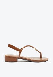 Sandália Slim Metal Comfy Salto Marrom
