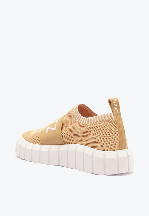 Tênis Sem Cadarço Logomania Knit Bege