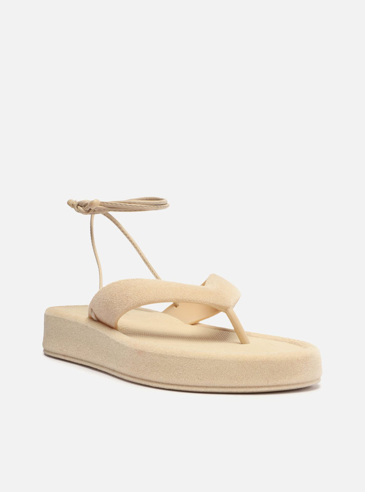 Sandália Rasteira Off-White Amarração Veludo Brizza