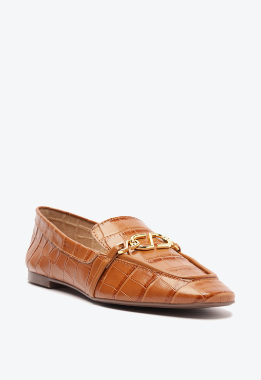 Mocassim Croco Enfeite Marrom