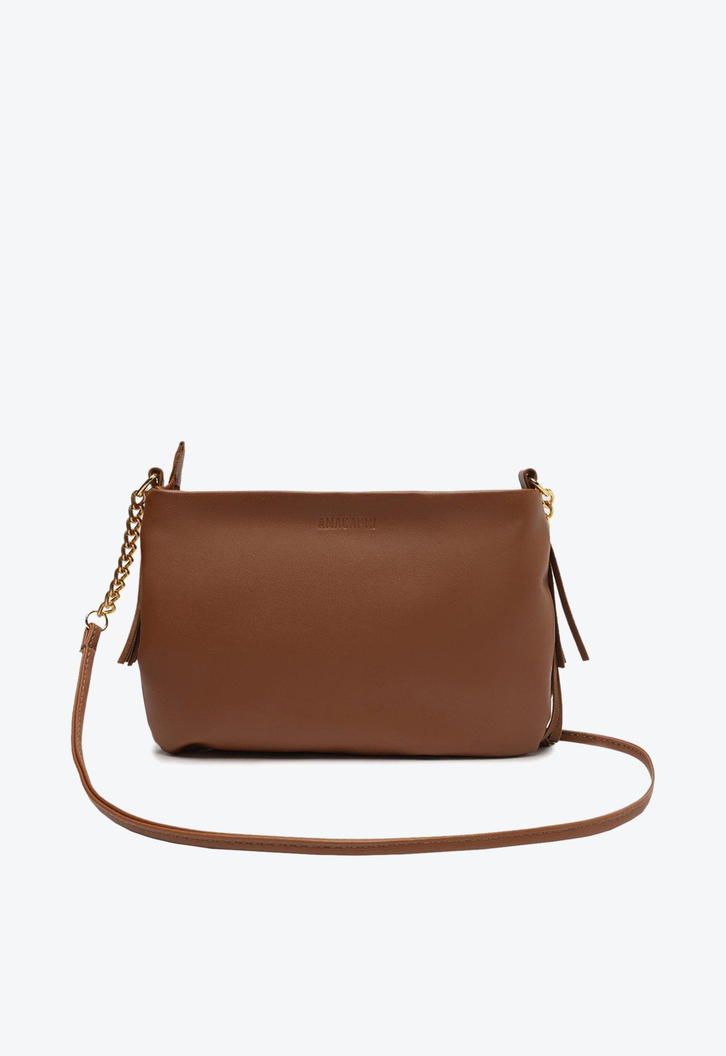Bolsa Tiracolo Marrom Anacapri Franjas Pequena