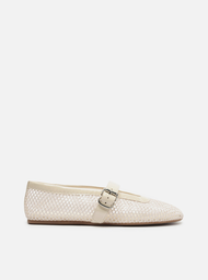 Sapatilha Off-white Arezzo Bonéca Verniz Tela Fivela