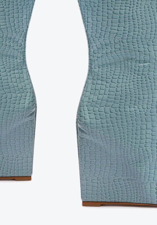 BOTA AZUL SCHUTZ SALTO ANABELA ASYA UP COURO CROCO