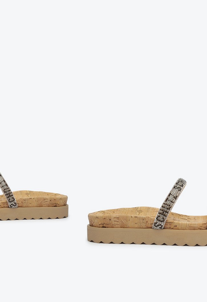 Sandália Papete Brilho Bege Claro