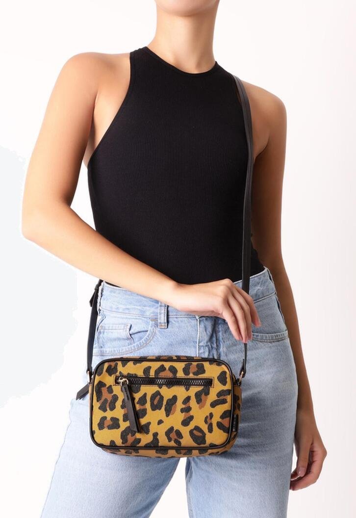 Bolsa Tiracolo Anacapri Média Zíper Onça