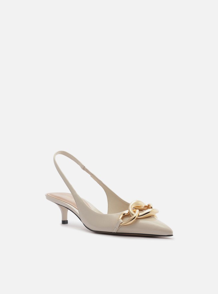Scarpin Branco Salto Kitten Slingback Elos