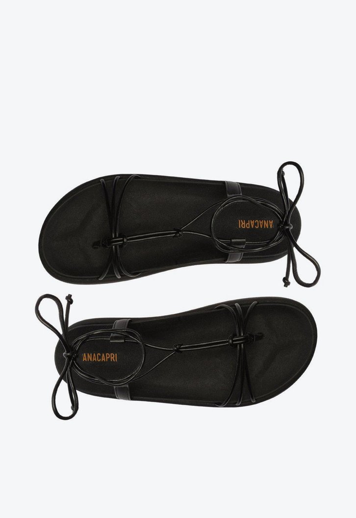 Sandália Flatform Preta Anacapri Amarração Tiras