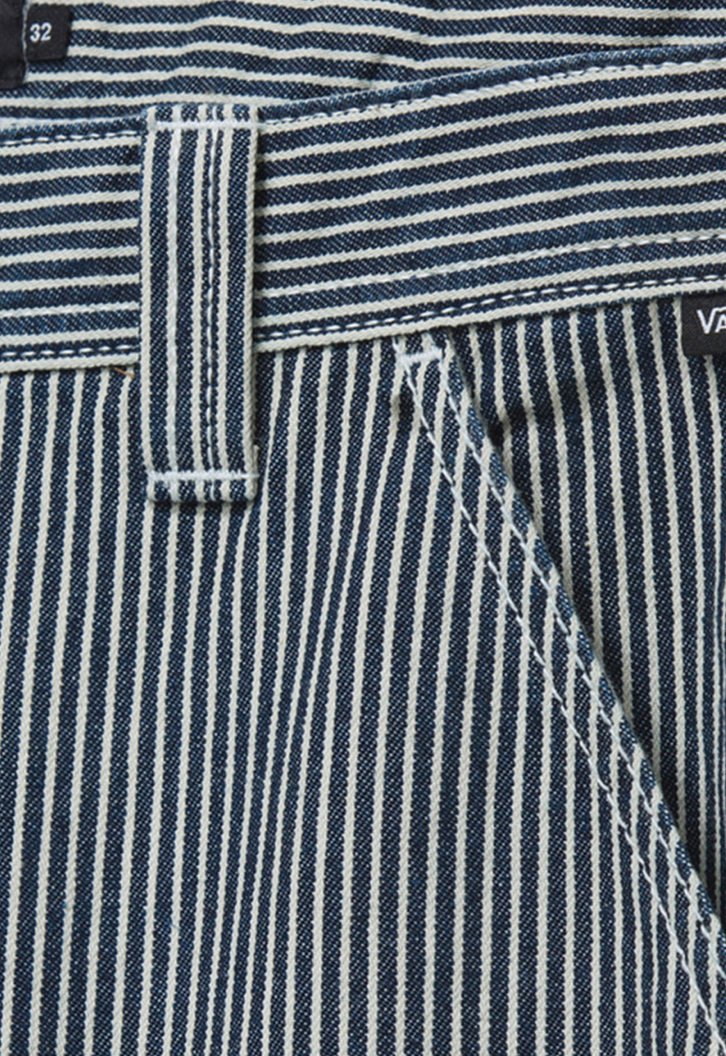 Calça Drill Chore Loose Hickory Stripe Trend Embroidered Indigo