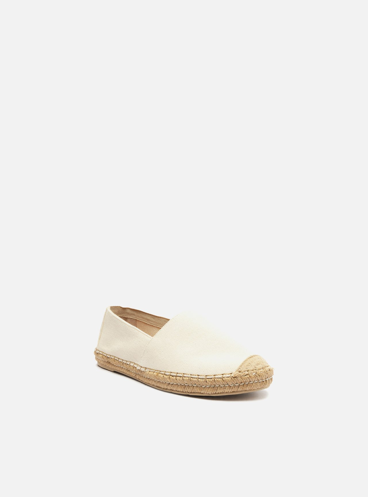 Espadrille Rasteira Branca Arezzo Lona Fechada