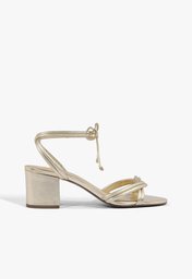 Sandália Block Heel Strings Neon Prata | ZZ MALL