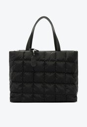 Bolsa Puffer Shopping Preta Anacapri Grande Quadriculada