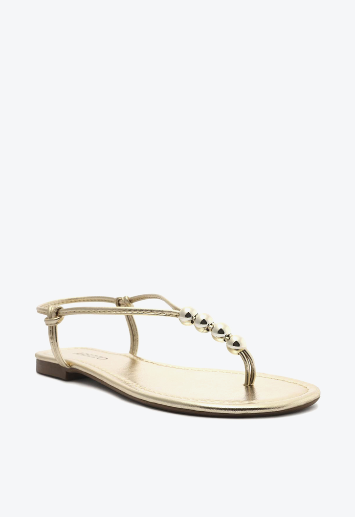 Sandália Rasteira Dourada Arezzo Slim Light Citrus