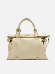 Bolsa Tote Branca Couro Grande Alças Mix
