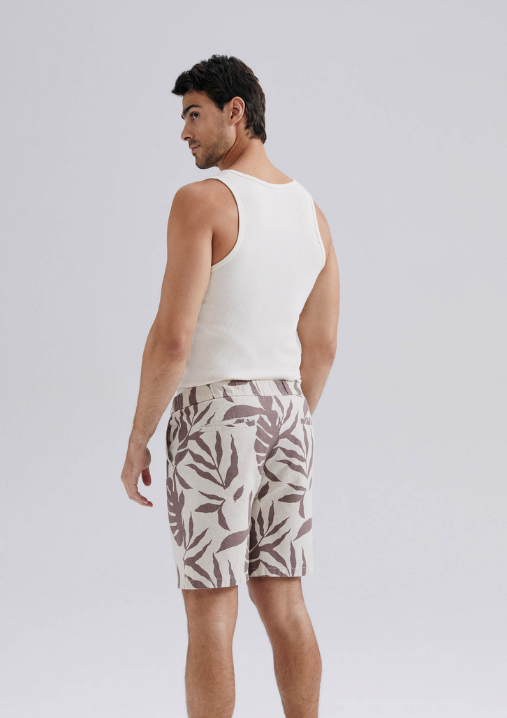 Bermuda Marrom Hering Masculina Estampada Com Linho