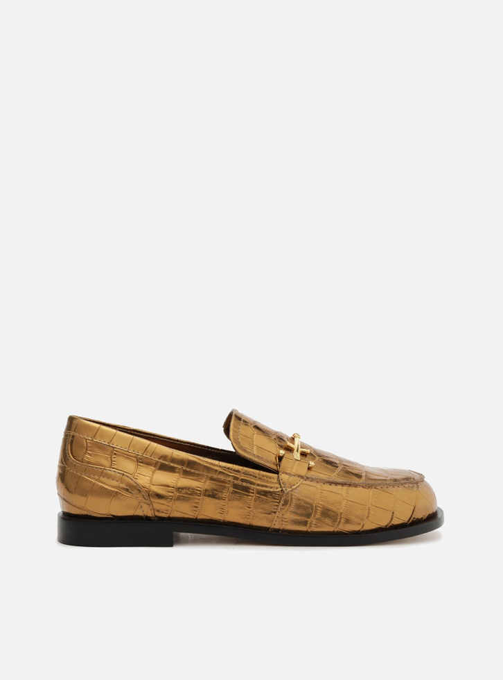 Mocassim Bronze Croco Bridão Metal