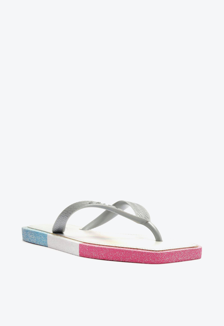 Chinelo De Dedo Prata Brizza Color Glitter Square
