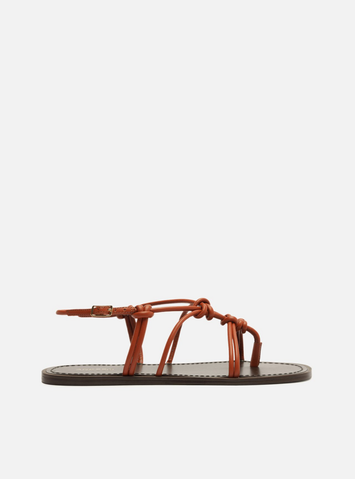 Rasteira Laranja Bico Redondo Tiras