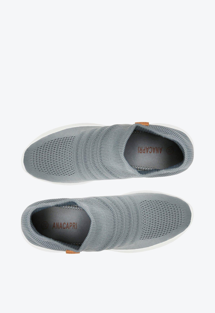 Tênis Slip On Azul Anacapri Knit Franzido
