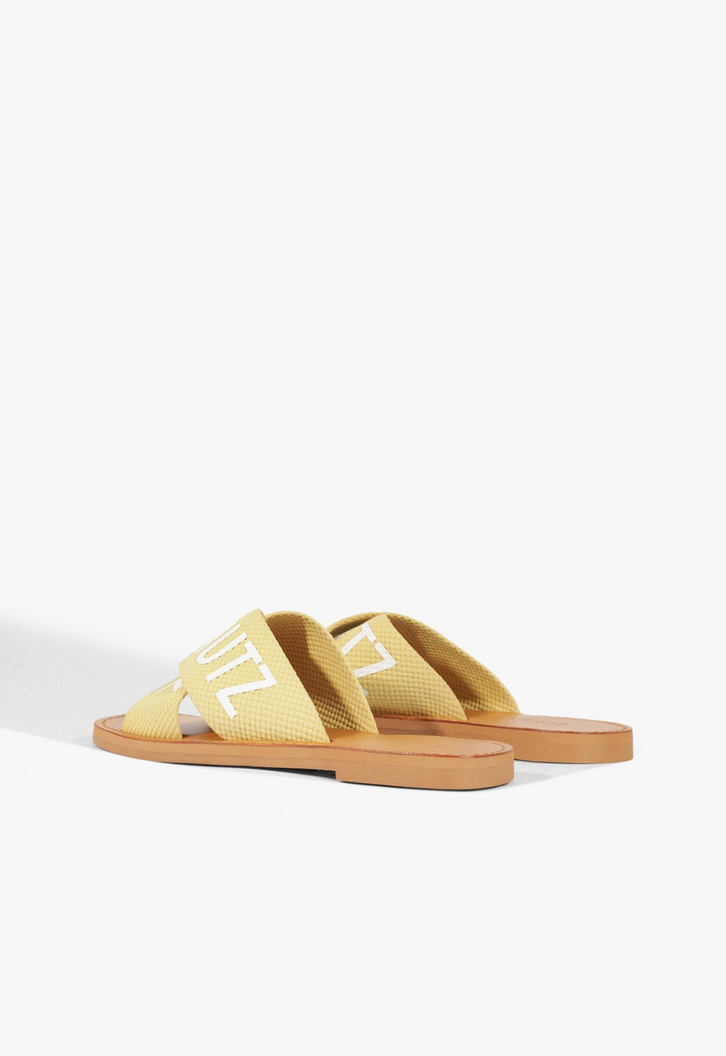 Sandália Rasteira X Schutz Logo Amarela