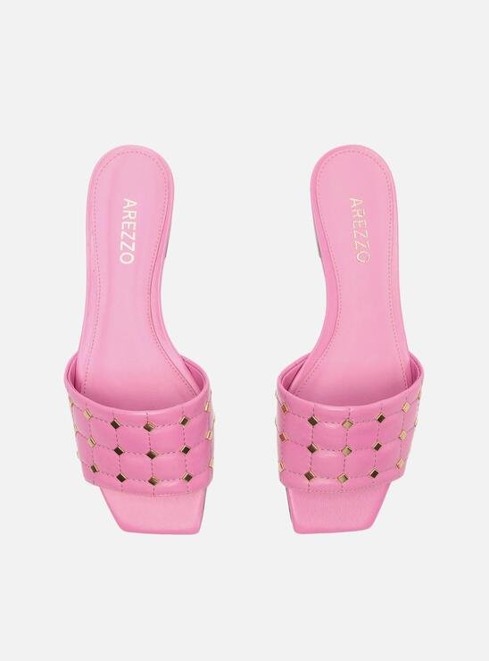 RASTEIRA ROSA AREZZO SLIDE MATELASSÊ TACHAS