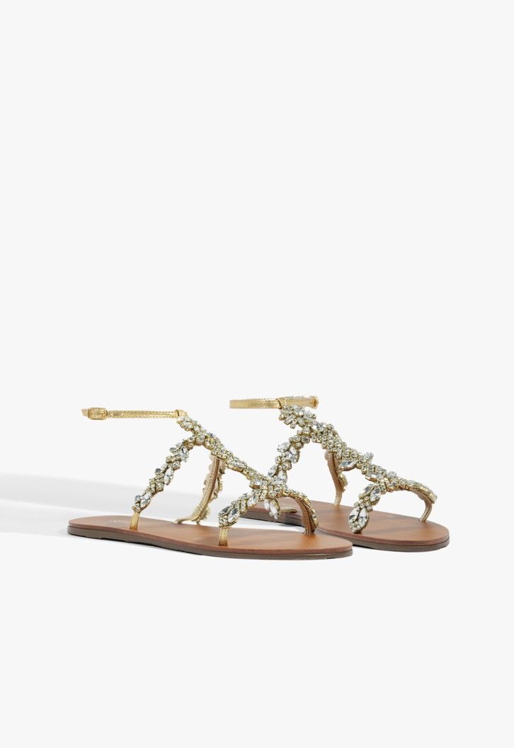 Sandália Rasteira Metallic Dourada