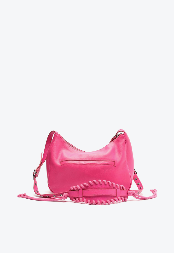 Bolsa Tiracolo Rosa Arezzo Couro Piera Média