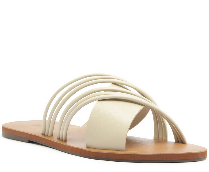 Rasteira Tiras Cruzadas Mix Branca