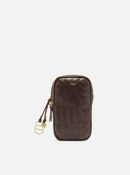 Mini Bag Porta-celular Marrom Arezzo Couro Tressê