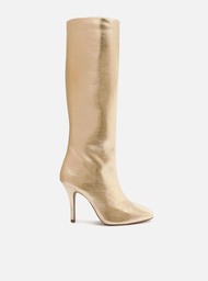 Bota Dourada Arezzo Cano Longo Bico Quadrado Hailey
