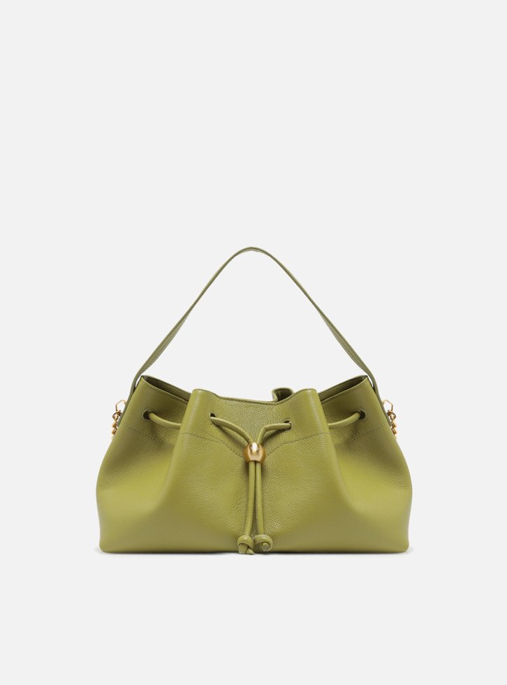 Bolsa Bucket Verde Couro Média Knot