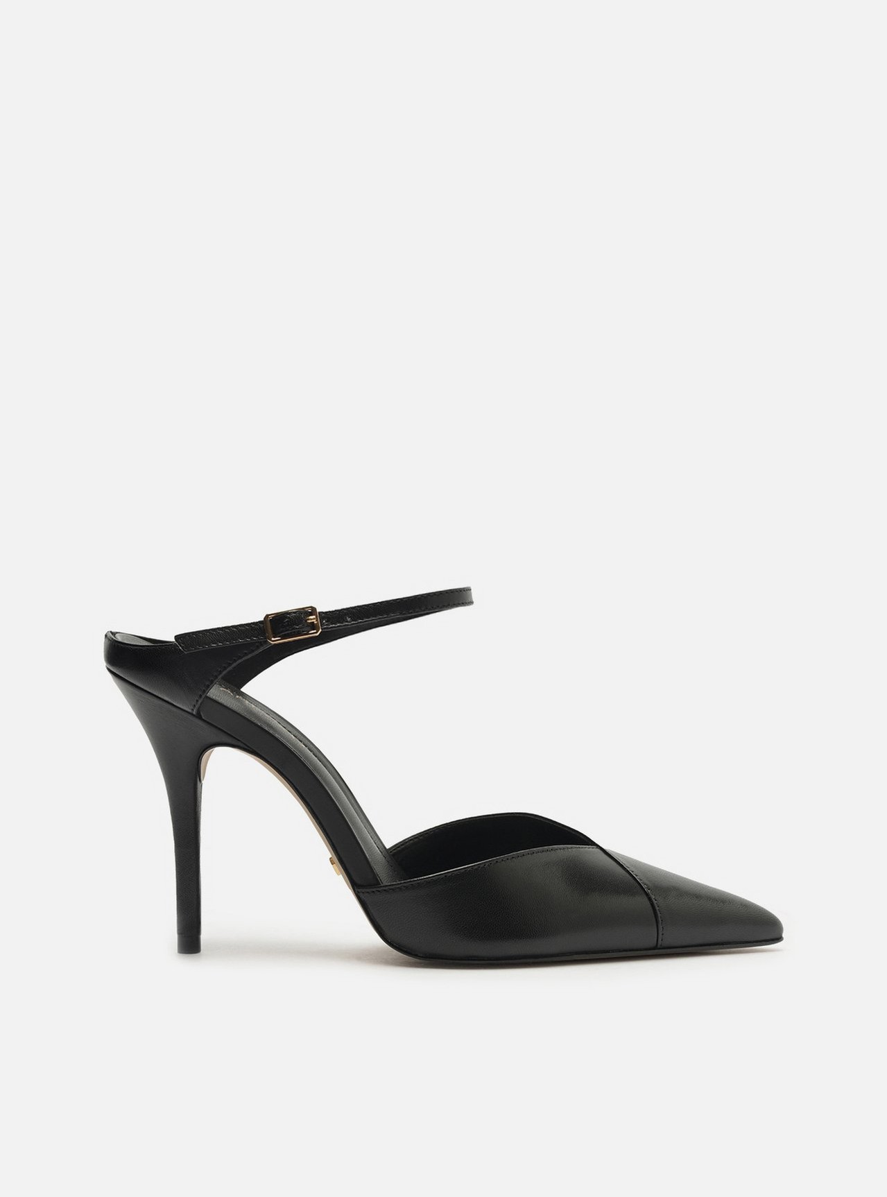 Mule Preta Arezzo Couro Salto Alto Tira Instep | ZZ MALL