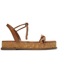 Sandália Flatform Marrom Anacapri Cortiça Tira Única Trançada