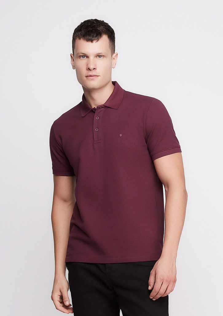Camisa Polo Roxa Dzarm Em Malha Piquet