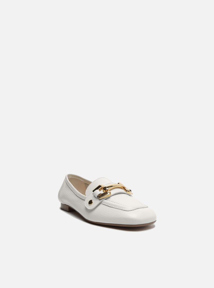 Loafer Branco Couro Bridão Switch com Troca de Bridão