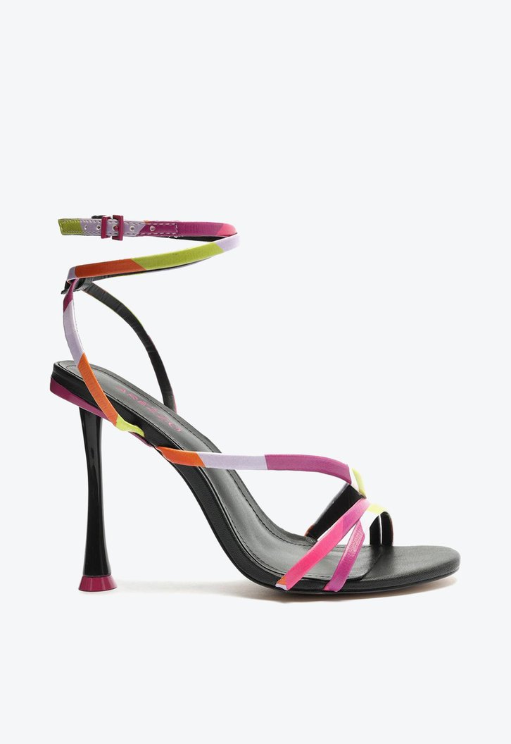 Sand lia Preta E Estampada Arezzo Salto Fino Tiras ZZ MALL