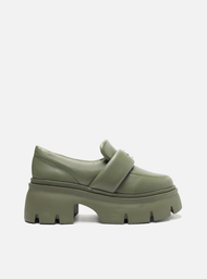 Mocassim Puffer Verde Arezzo Couro Bico Redondo