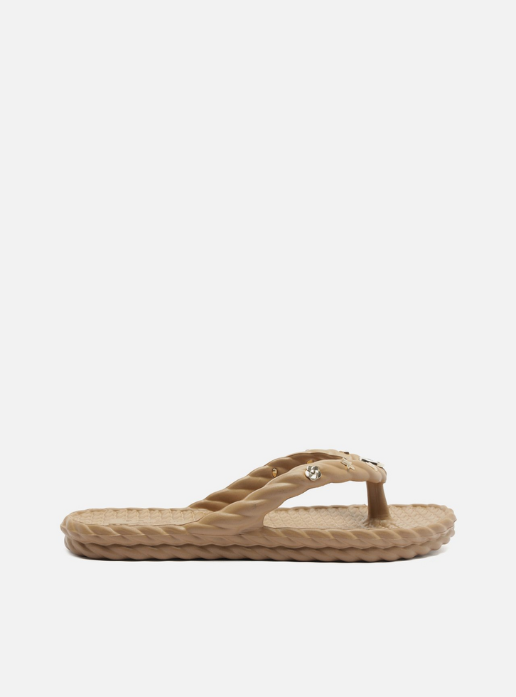 Chinelo de Dedo Marrom Plataforma Metais Brizza