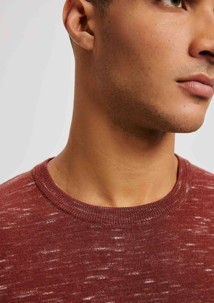 Suéter Masculino Vinho Hering Comfort Em Tricô Rajado