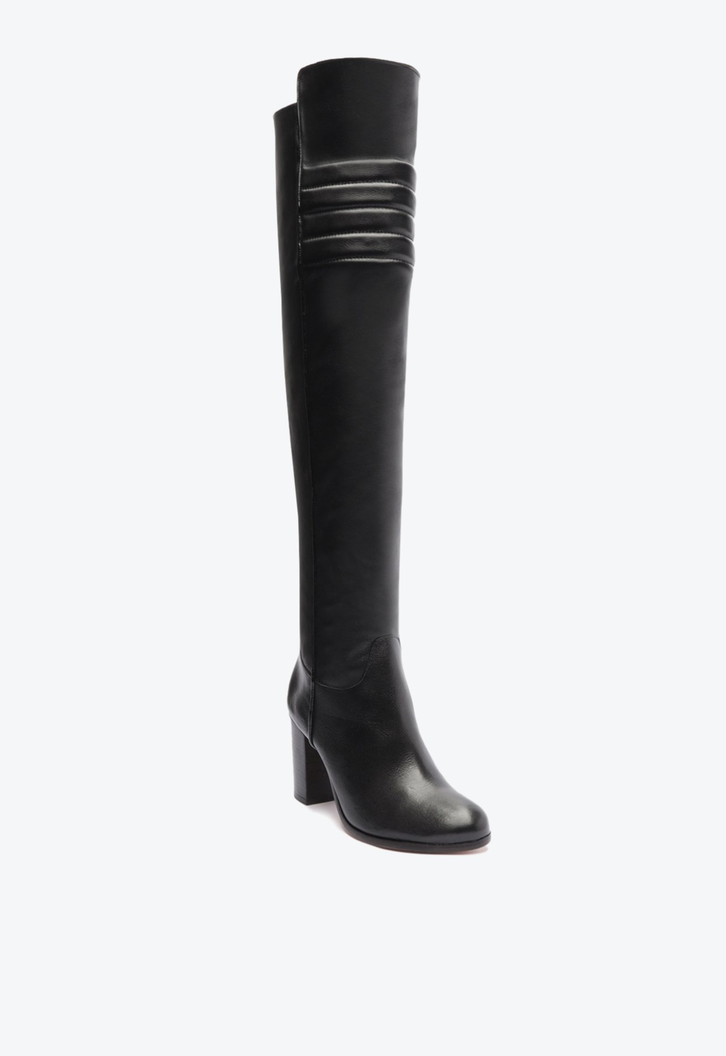 Bota Over The Knee Salto Baixo Preta