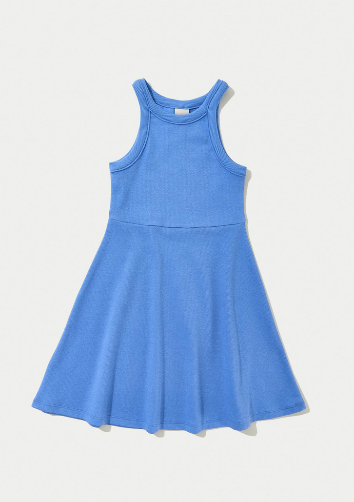 Vestido Hering Infantil Azul Curto Canelado