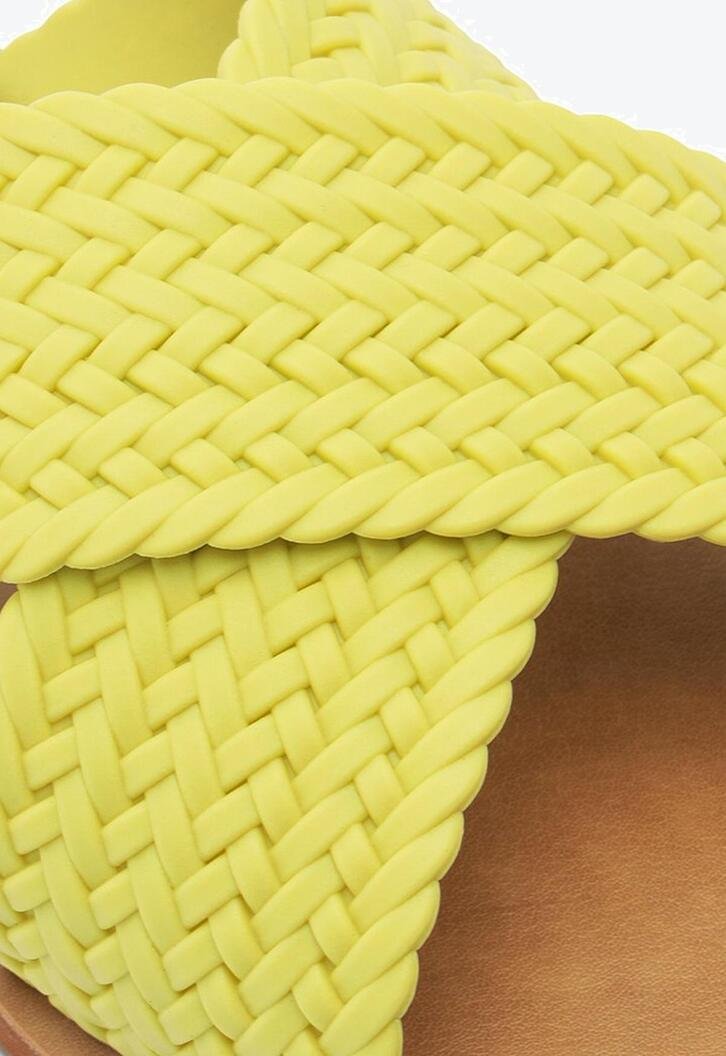 Rasteira Tiras Cruzadas Trançada Verde