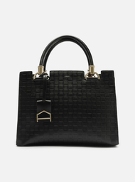 Bolsa Tote Preta Arezzo Couro Abraccio Grande Tressê
