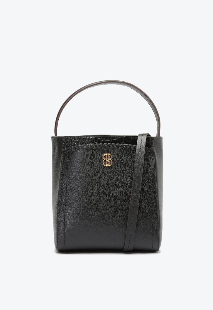 Bolsa Tiracolo Bucket Tamis Couro Preta
