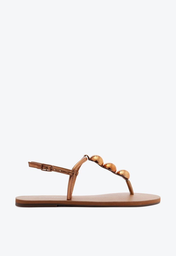 Sandália Rasteira Slim Adorno Bronze