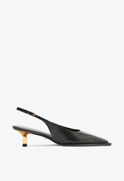 Scarpin Preto Schutz Slingback Couro Salto Baixo