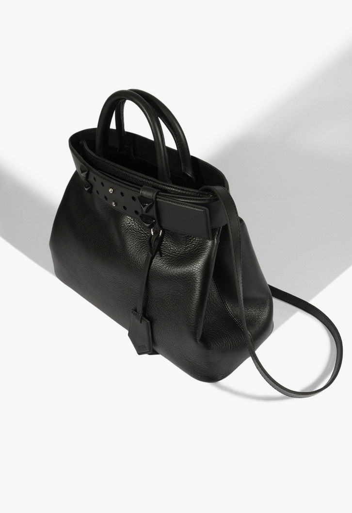 Bolsa Tote Couro Grande Preta | ZZ MALL