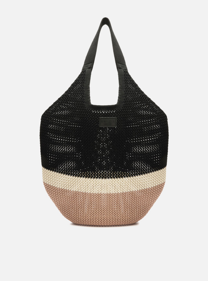 Bolsa Crochê Preta Multicolorida Brizza