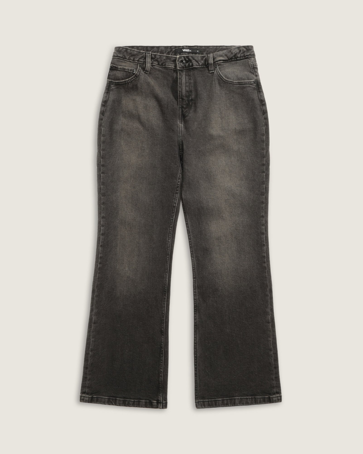 Calça Check 5 Mid Rise Flare Washed Black